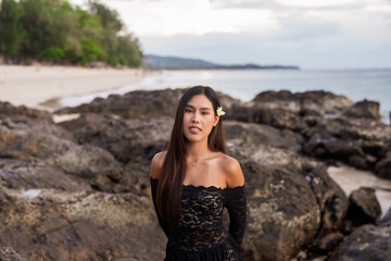 Young Asian woman on the beach