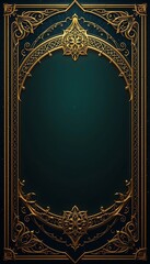 Obraz premium Ornate Golden Frame with Dark Teal Backdrop for Elegant Design