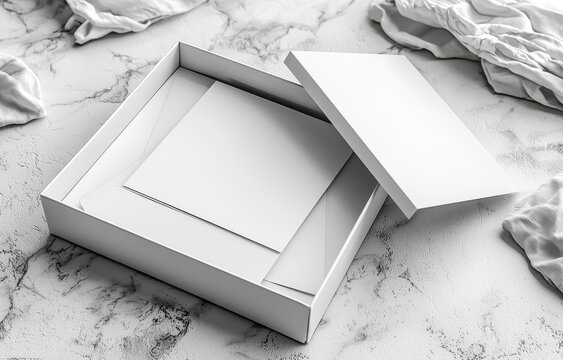 White plastic card mockup inside a paper booklet holder, presented in a mock-up template on a clean white background, as a 3D illustration