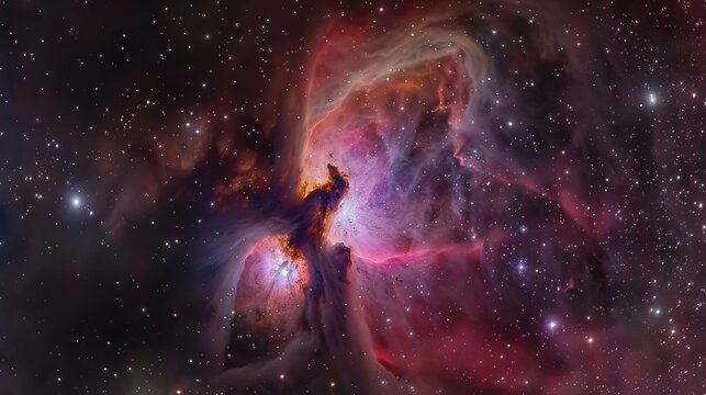 A mesmerizing galactic nebula with glowing cosmic clouds in deep space. sci-fi and astronomy visuals.