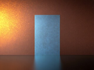 Fototapeta premium Open Doorway Glowing Blue Light Warm Wall. AI Generated