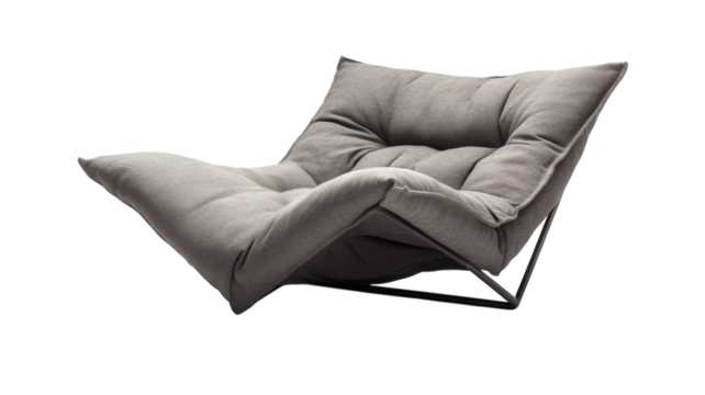 Modern gray lounge chair with minimalist design perfect for contemporary living spaces