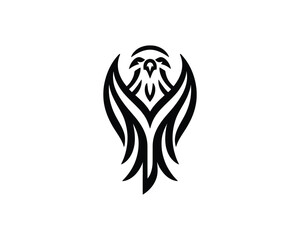 Silhouette Eagle bird logo design icon symbol vector illustration.