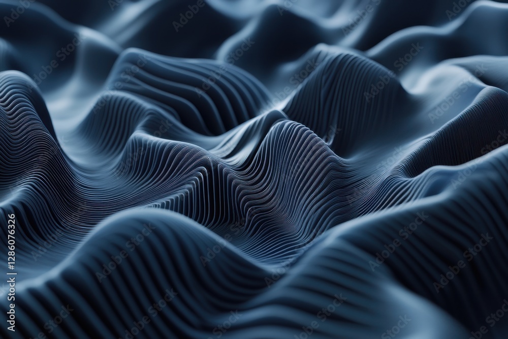 Poster mysterious undulating waves of fabric ripple under soft ambient light, creating a captivating interp