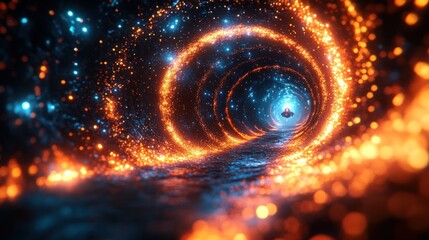 Obraz premium Mystical glowing tunnel with swirling light