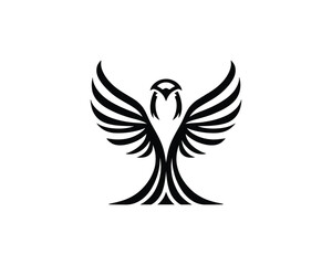 Silhouette Eagle bird logo design icon symbol vector illustration.
