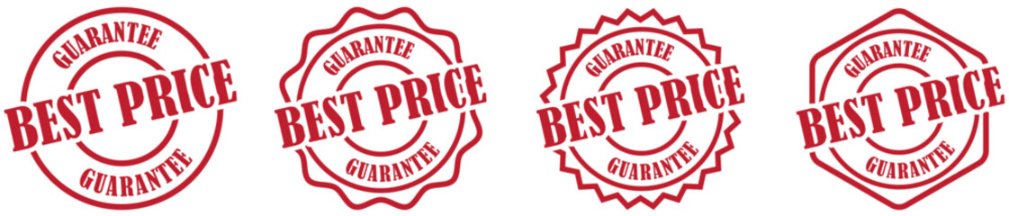 Obraz premium Best price symbol collection set in different style. Verified price assurance sticker for sales. Classic price guarantee insignia for advertisements. Price certified. Vector illustration