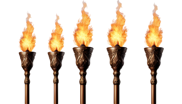 Photo of ornate flaming torches isolated on transparent background.png