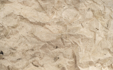 Recycle paper texture from natural leaf scraps. Crumpled brown paper texture background