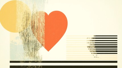 Abstract Heart Design Warm Pastel Colors. AI Generated