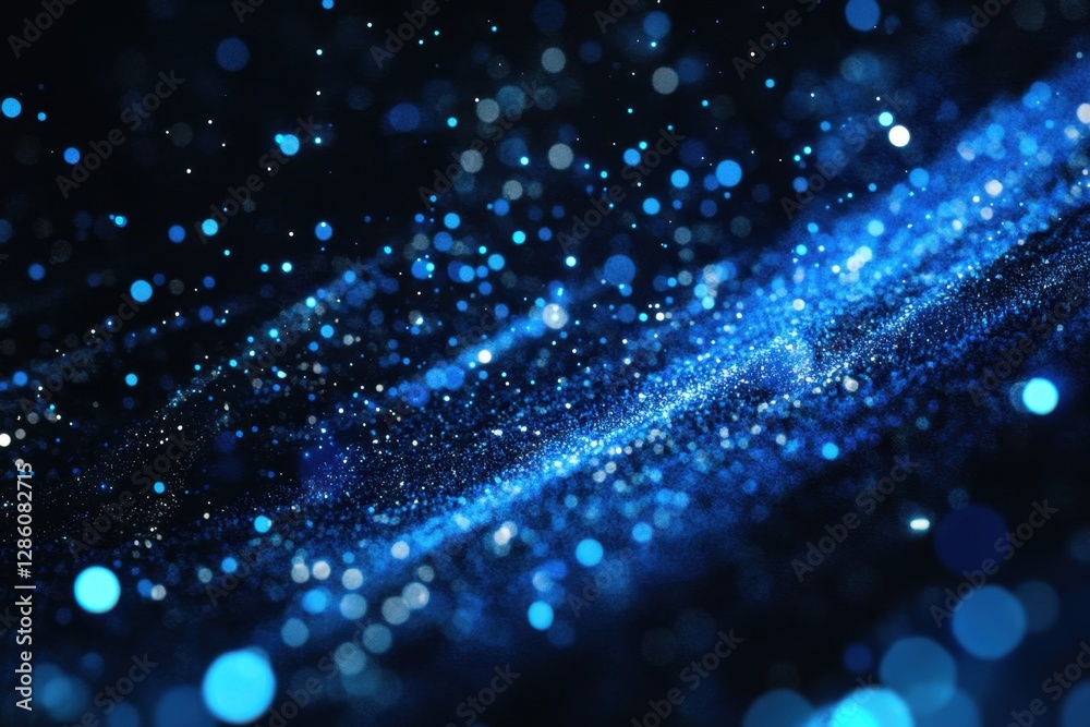 Poster captivating blue particles dance in a celestial space, creating a mesmerizing visual experience at t