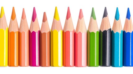 Fototapeta premium A set of colorful pencils, clean white background, transparent isolate