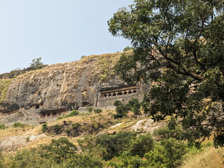 view of Lenyadri Ganapati cave temple on Lenyadri hill: Junnar-Pune, Maharashtra-India, 11.09.2024