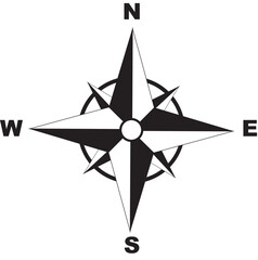 Vector compass rose with North, South, East and West indicated