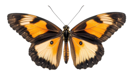 Stunning butterfly with vibrant orange and black wings displaying its breathtaking patterns in detail