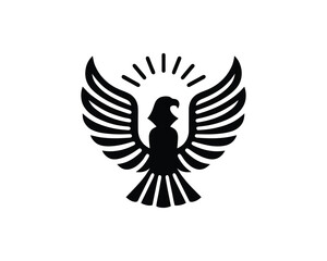 Silhouette Eagle bird logo design icon symbol vector illustration.
