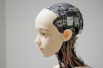 Exploring the intersection of artistry and technology through a lifelike android model with intricate circuitry details. Generative AI