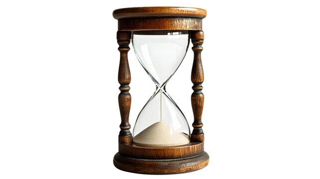A vintage hourglass, clean white background, transparent isolate