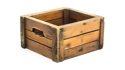 A small wooden crate, isolated on white