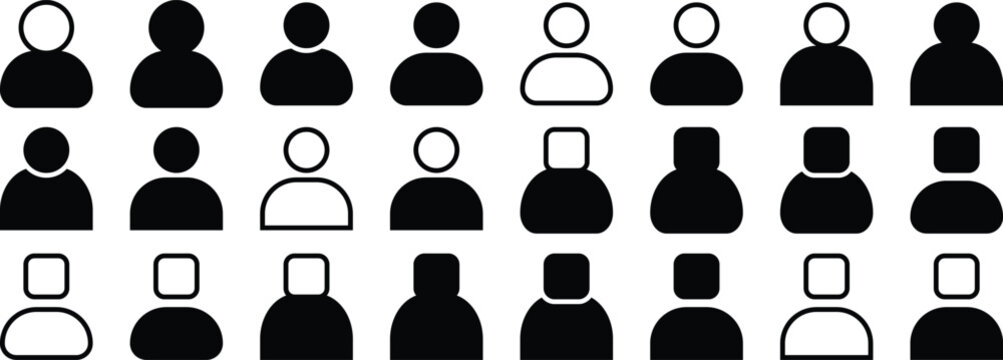 User icon vector set. People icon set in trendy flat style. Profile and people silhouette collection. User icon, Person icon, Profile icon for web site, banner vector illustration. People icon
