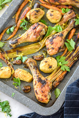 Roasted chicken meat with vegetabes 