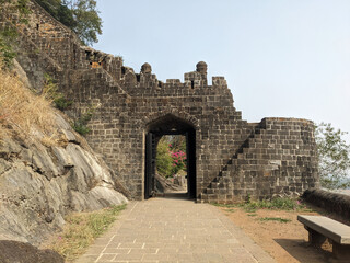backside view of Ganesh Darwaja or Parwangicha Darwaja at shivneri fort: Junnar-Pune, Maharashtra-India, 11.09.2024