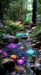 Fototapeta premium enchanted forest with fairy pools
