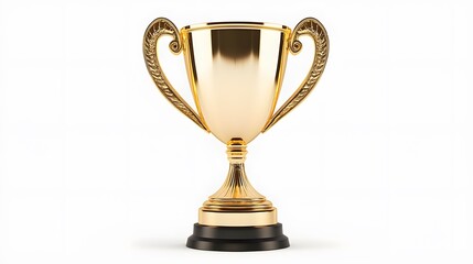 Fototapeta premium A golden trophy cup, clean white background, transparent isolate