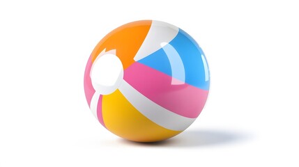 A colorful beach ball, clean white background, transparent isolate