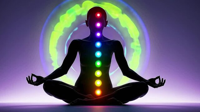silhouette of a woman meditating, chakra