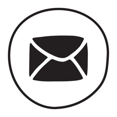 Doodle closed envelope hand drawn in flat style. Isolated on white background. Vector illustration