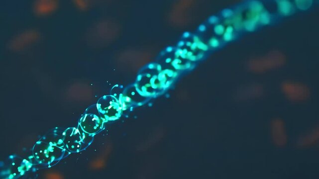 A highly detailed 3D-rendered visualization of a futuristic microscopic organism with glowing cellular structures, representing advanced biotechnology and microbiology.  
