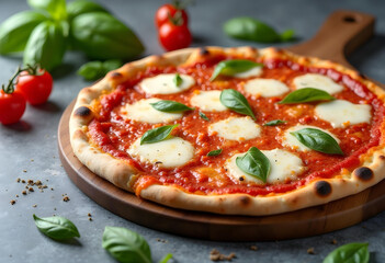 pizza with tomatoes and mozzarella