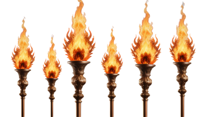 Photo of ornate flaming torches isolated on transparent background.png