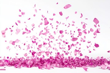 Colorful petal cascade creates a festive atmosphere in a bright, airy space filled with joy and celebration. Generative AI