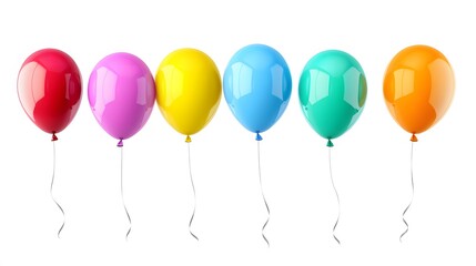 A set of colorful balloons, clean white background, transparent isolate