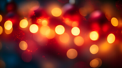 Obraz premium Blurred Festive Lights: A mesmerizing display of blurred, radiant lights in warm hues, creating a sense of celebration, wonder, and festive cheer.