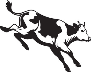 A black and white logo type cow silhouette design - cow icon design