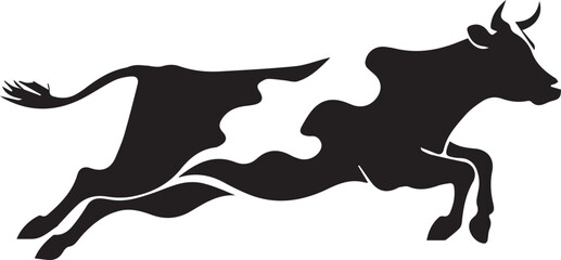 A black and white logo type cow silhouette design - cow icon design