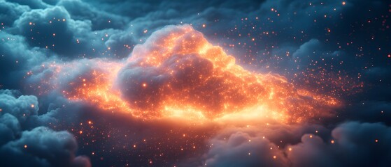 Fototapeta premium Dynamic cloud computing security encrypted data visualization in a digital environment