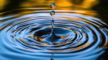 Water Drop Impact:  Ripples and Reflections in Still Water