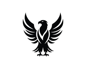 Silhouette Eagle bird logo design icon symbol vector illustration.