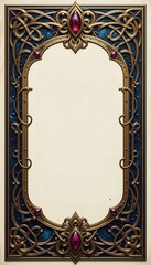 Ornate Gold Frame with Celtic Knot Details and Ruby Gemstones