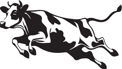 A black and white logo type cow silhouette design - cow icon design