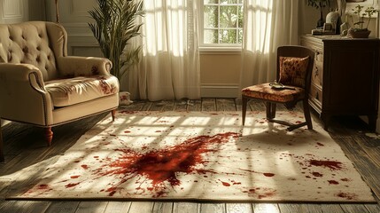 Blood Stained Rug In A Victorian Room Setting