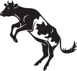A black and white logo type cow silhouette design - cow icon design