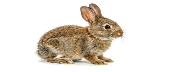 Obraz premium Cute Rabbit Sitting Isolated White Background Illustration