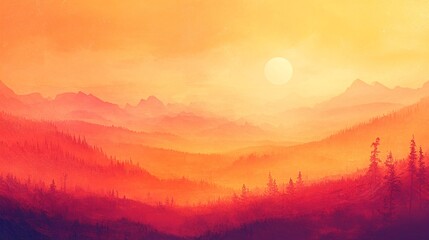 A glowing sunset orange background with soft, warm tones