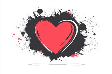 Vibrant Heart Illustration with Bold Color Splashes and Artful Details