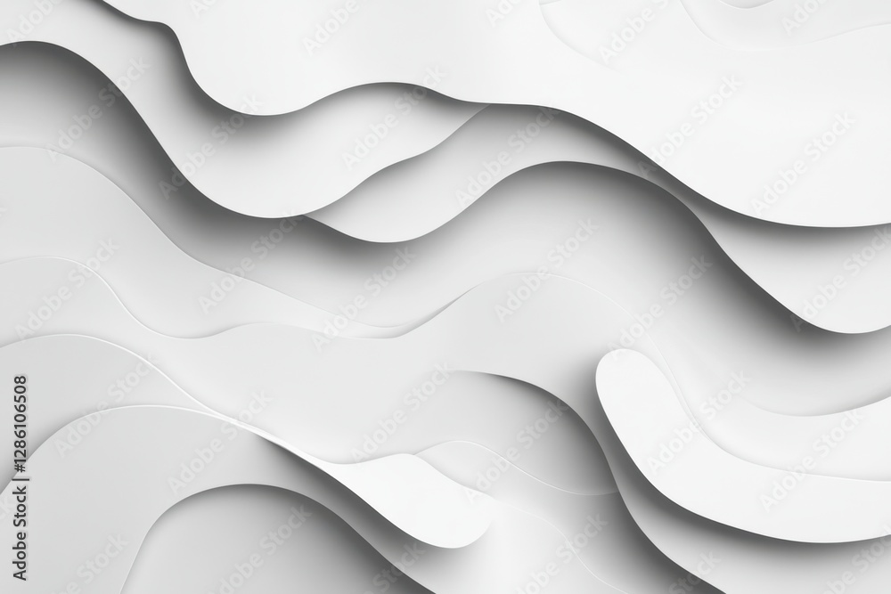 Poster fluid white layers create a sense of depth and texture in an abstract design showcasing modern aesth